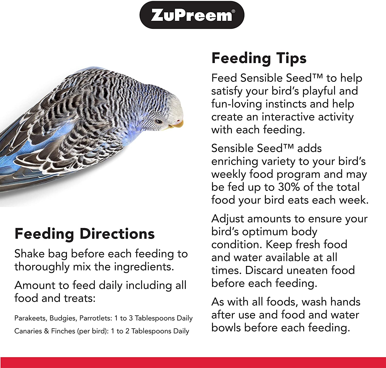 Zupreem Sensible Seed® Small Birds Alimento Para Periquitos Y Agapornis 907 g - Imagen 4
