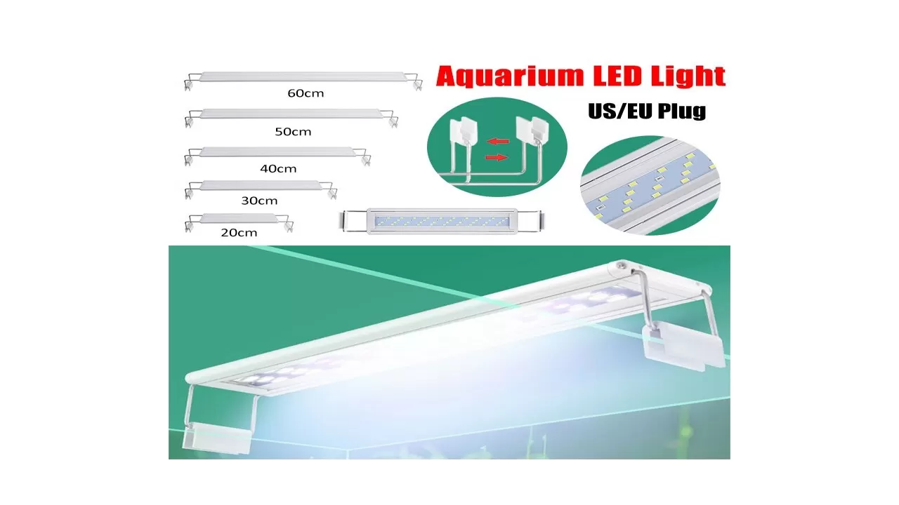 LAMPARA LUZ LED FLOTANTE PARA ACUARIO DE SOBREPONER EXTENDIBLE BLANCA 9W DE 60 A 70 CM