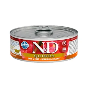 FARMINA ND CAT QUINOA SKIN COAT ARENQUE CAJA 24X80GR