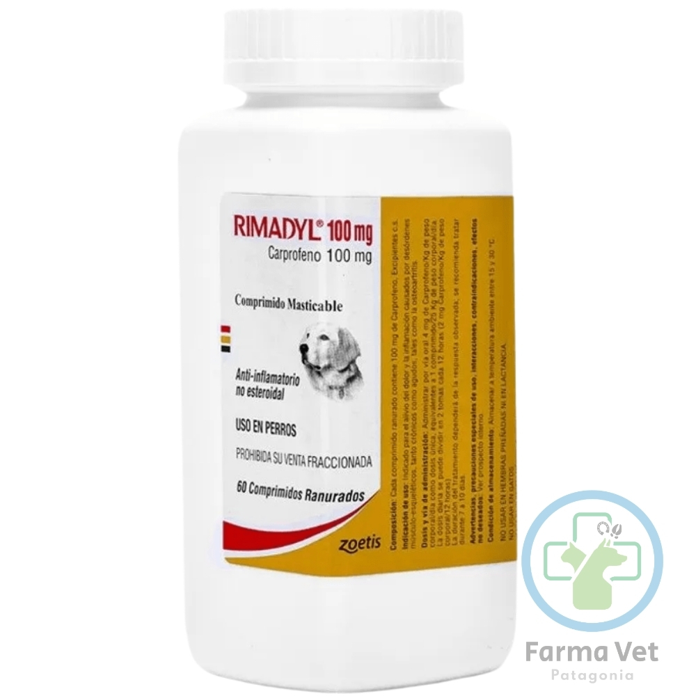 RIMADYL 100 MG 60 COMPRIMIDOS Antiinflamatorio para Perros