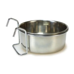 COMEDERO LORO INOX. 8cm.Con Gancho