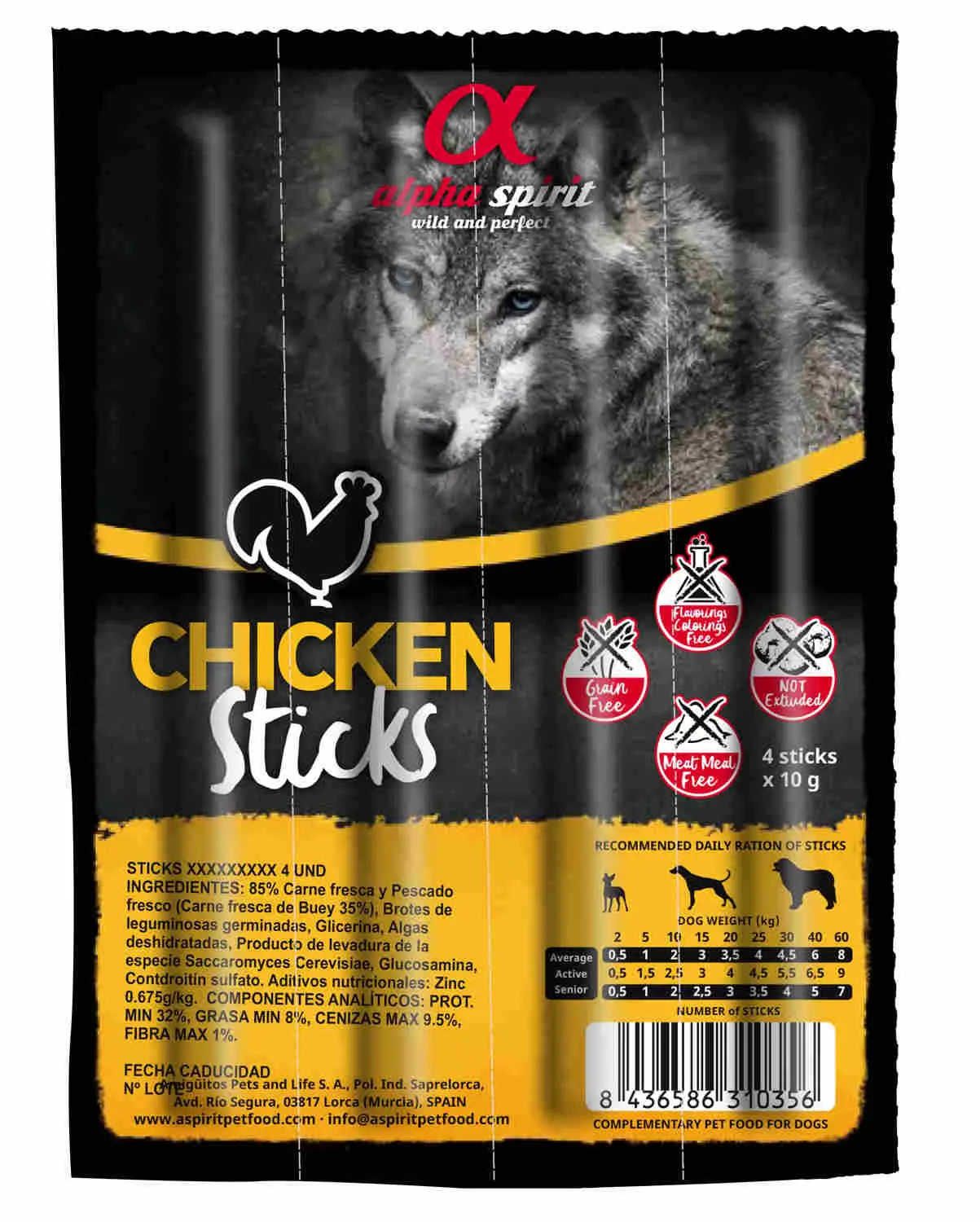 ALPHA SPIRIT CANINE BARRITAS POLLO 30UDS