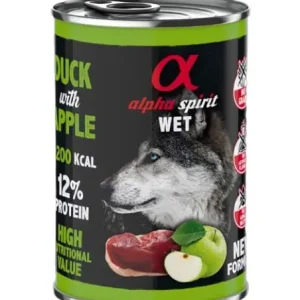 ALPHA SPIRIT CANINE PATO C/MANZANA VERDE LATA 6X400GR