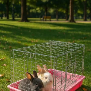 Jaula Conejera BunnyHome Deluxe – Amplia, Segura y Ventilada Para Conejos M: 51X33X20
