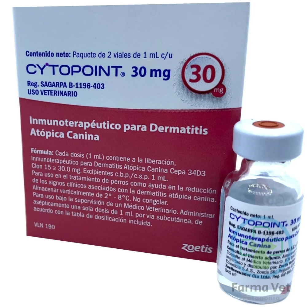 CYTOPOINT 30 MG 2 VIAL1/ML Para Dermatitis Atópica en Perros